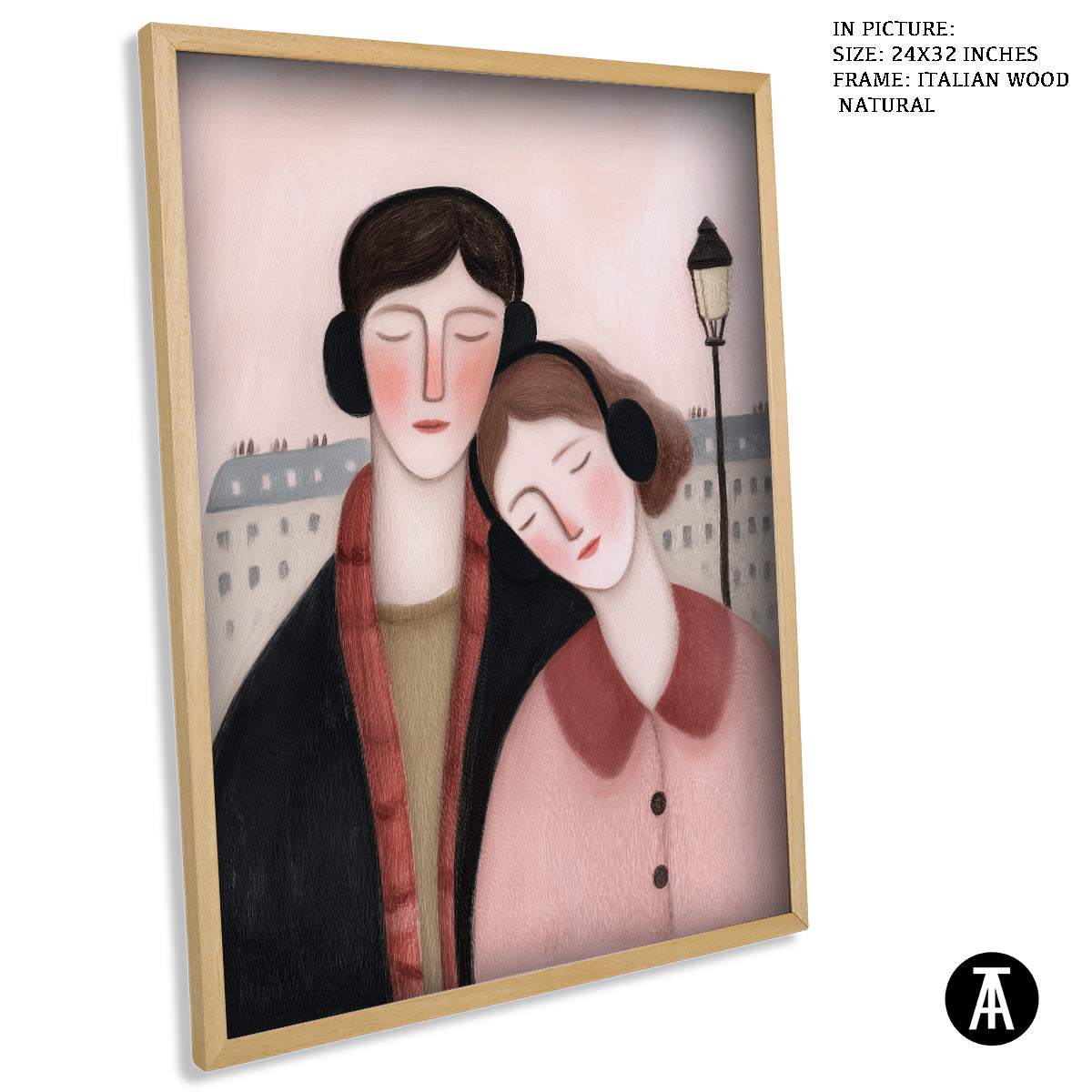 Artwork in Natural Wood Frame