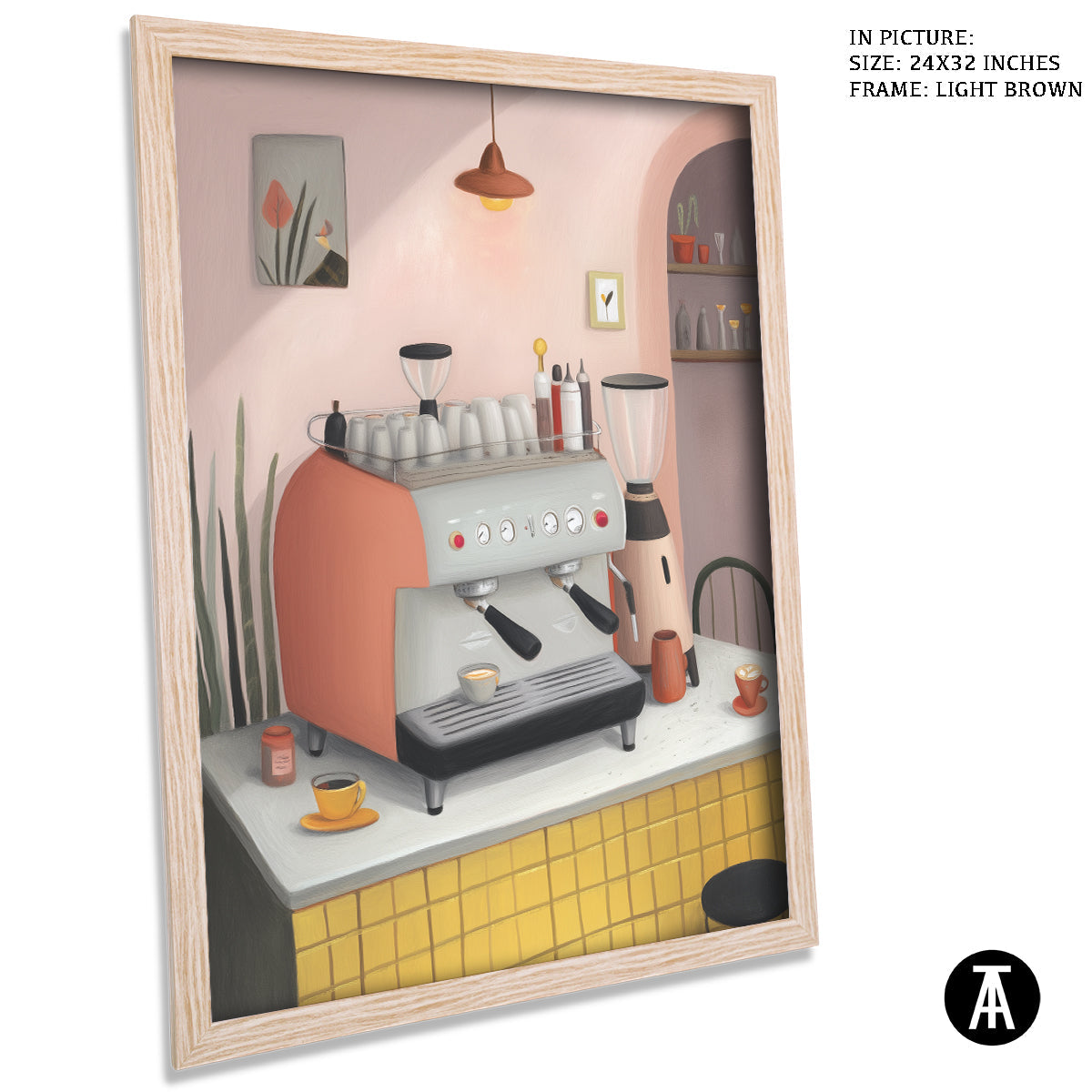 Artwork in Light Brown Frame