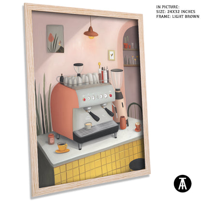 Artwork in Light Brown Frame