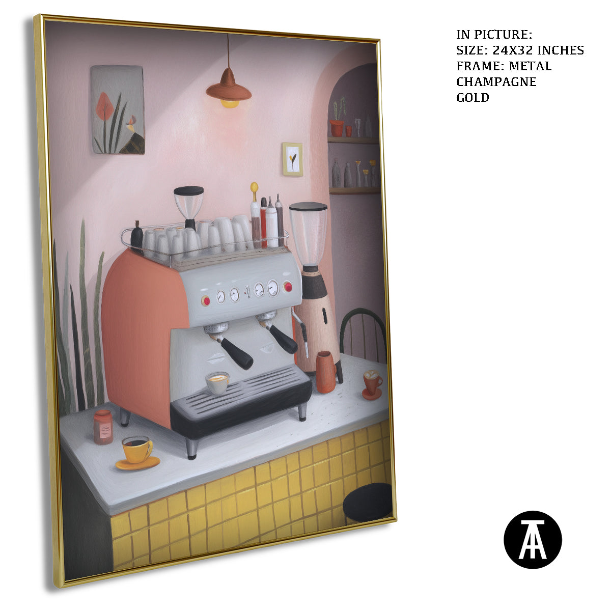 Artwork in Metal Champagne Gold Frame