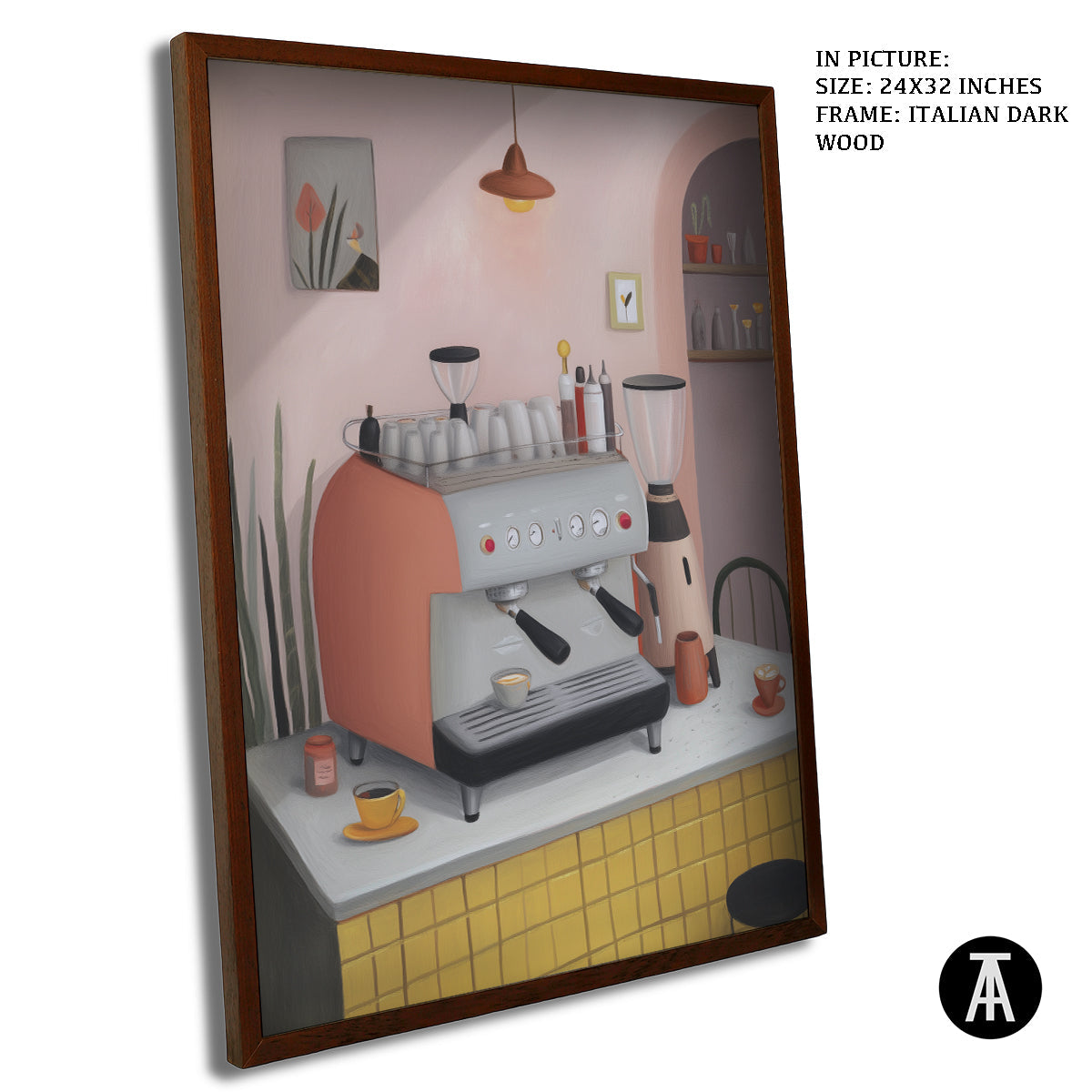 Artwork in Dark Wood Frame