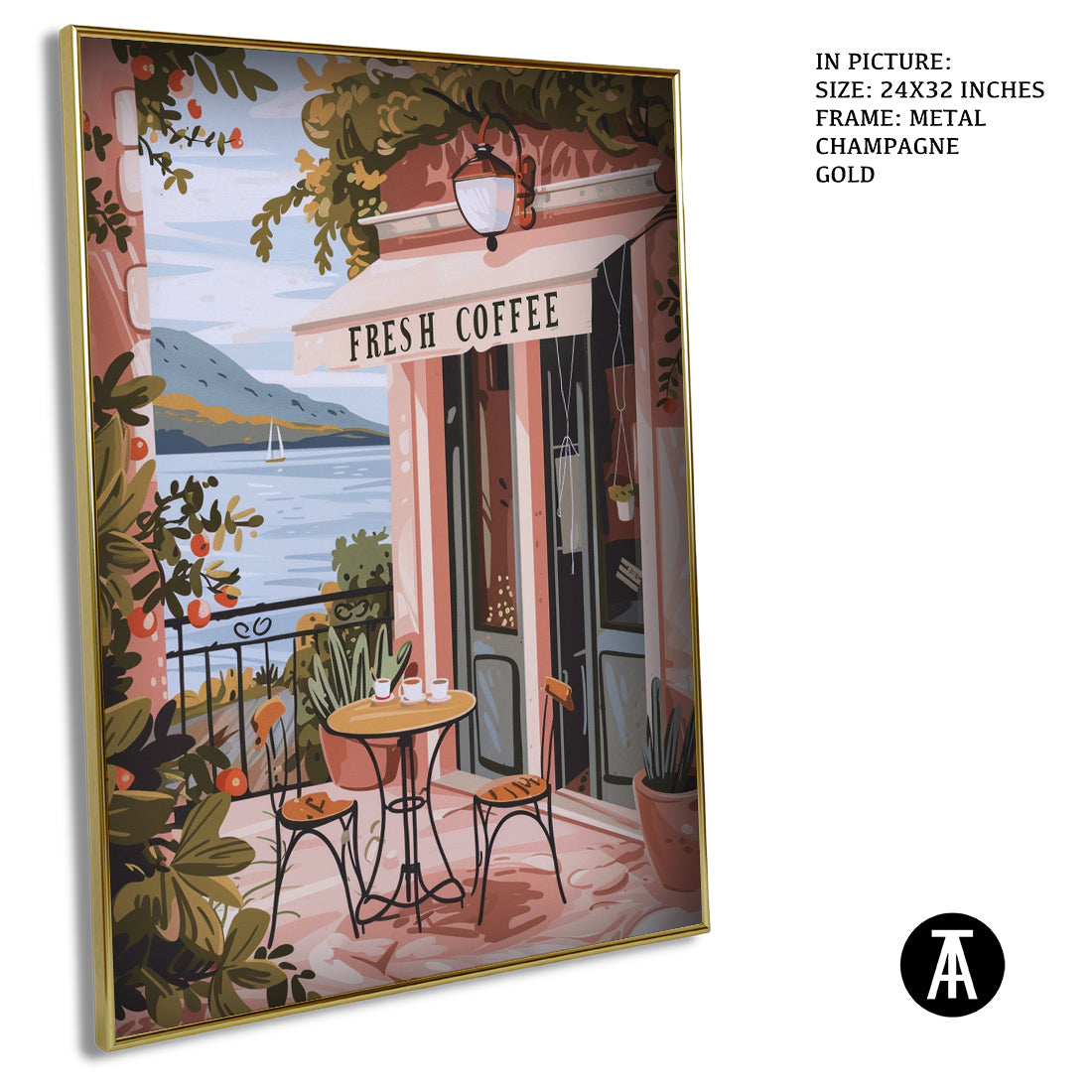 Sample Artwork in Champagne gold Metal Frame
