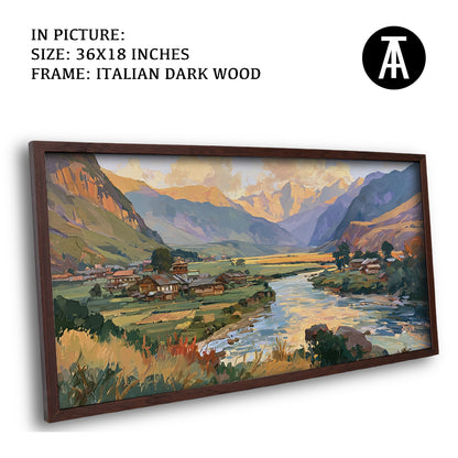 Artwork in Dark Wood Frame