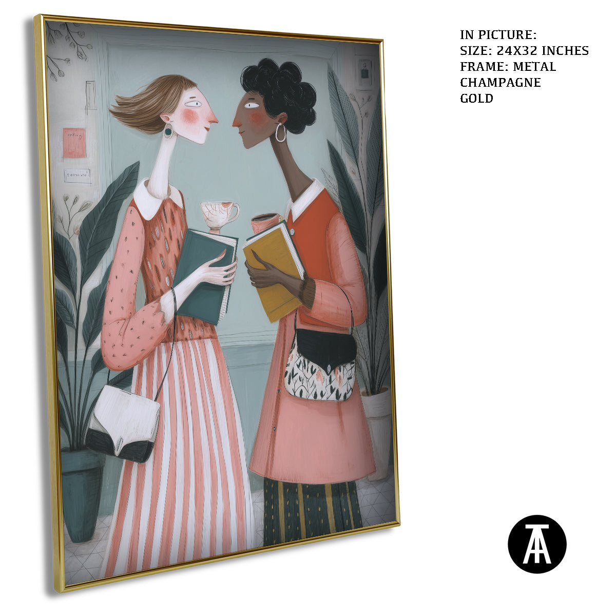 Artwork in Metal Champagne Gold Frame