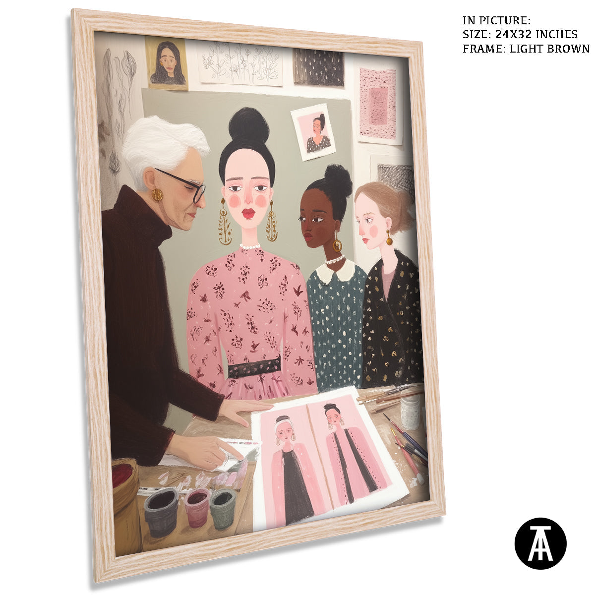 Artwork in Light Brown Frame