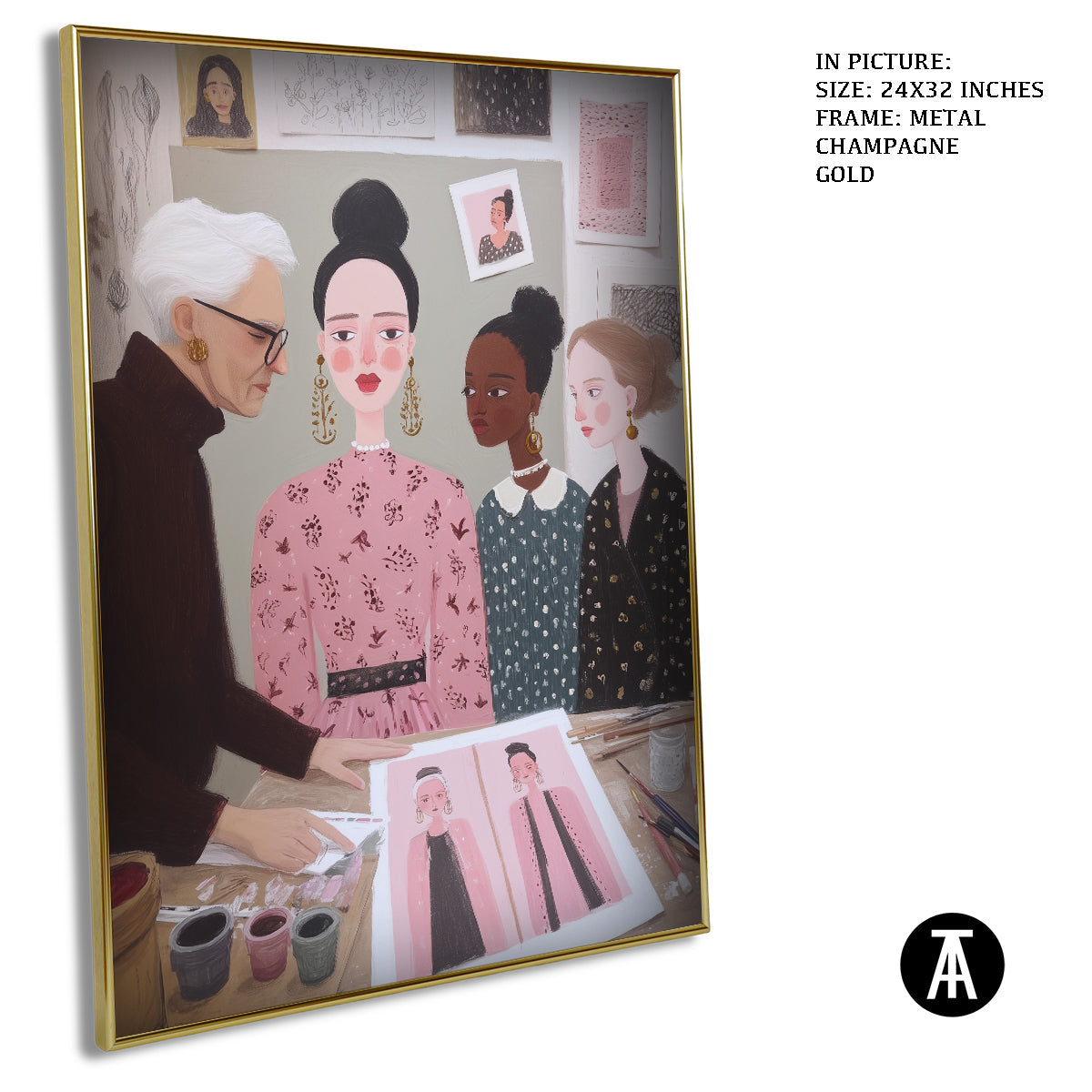 Artwork in Metal Champagne Gold Frame