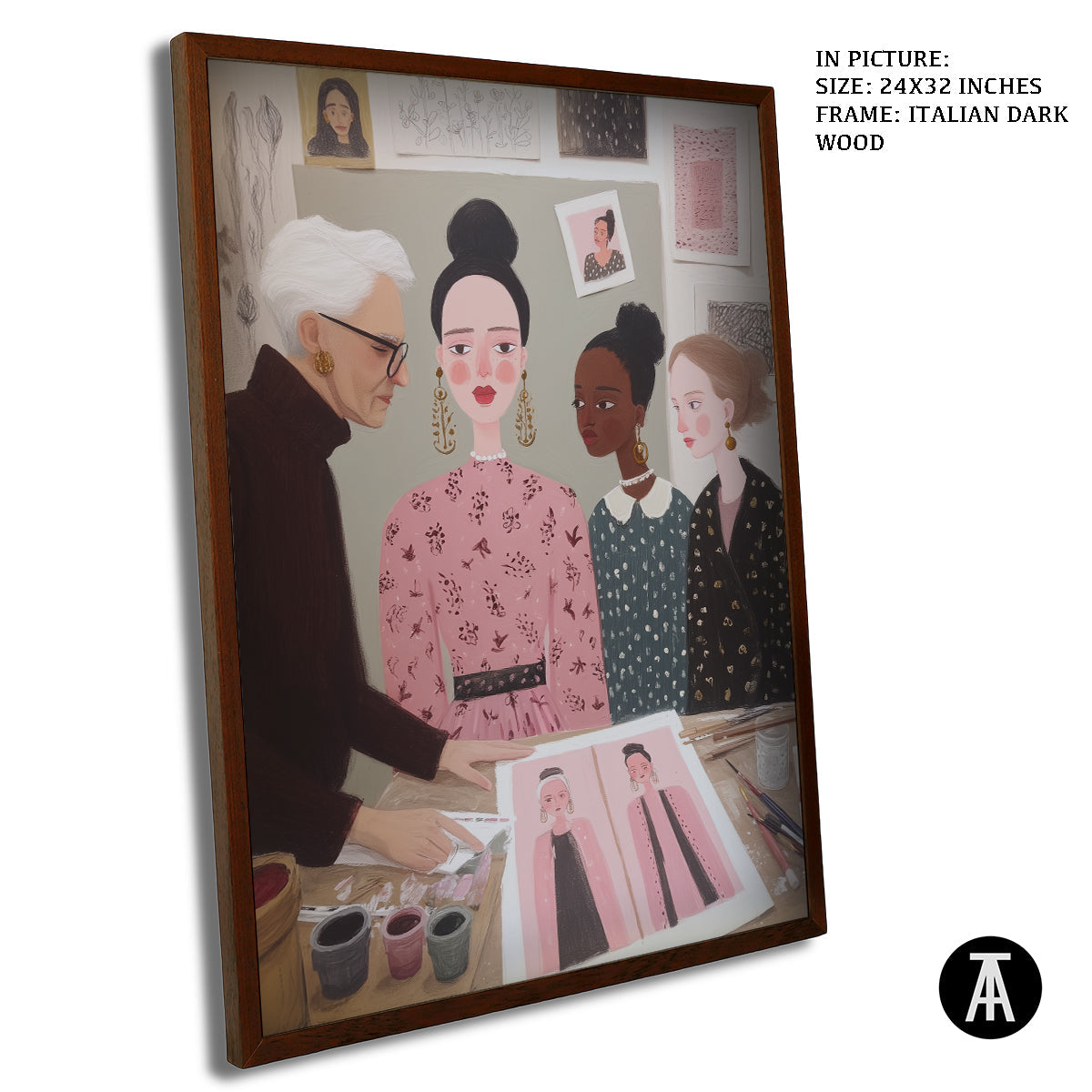 Artwork in Dark Wood Frame