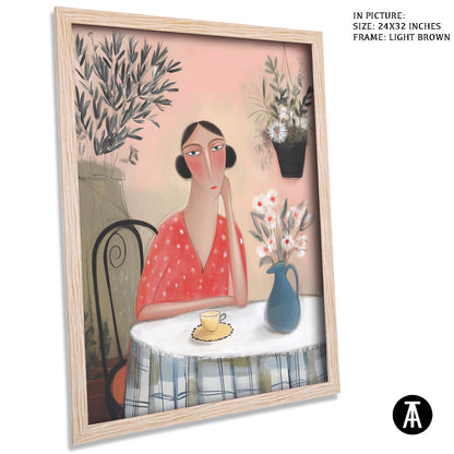 Artwork in Light Brown Frame