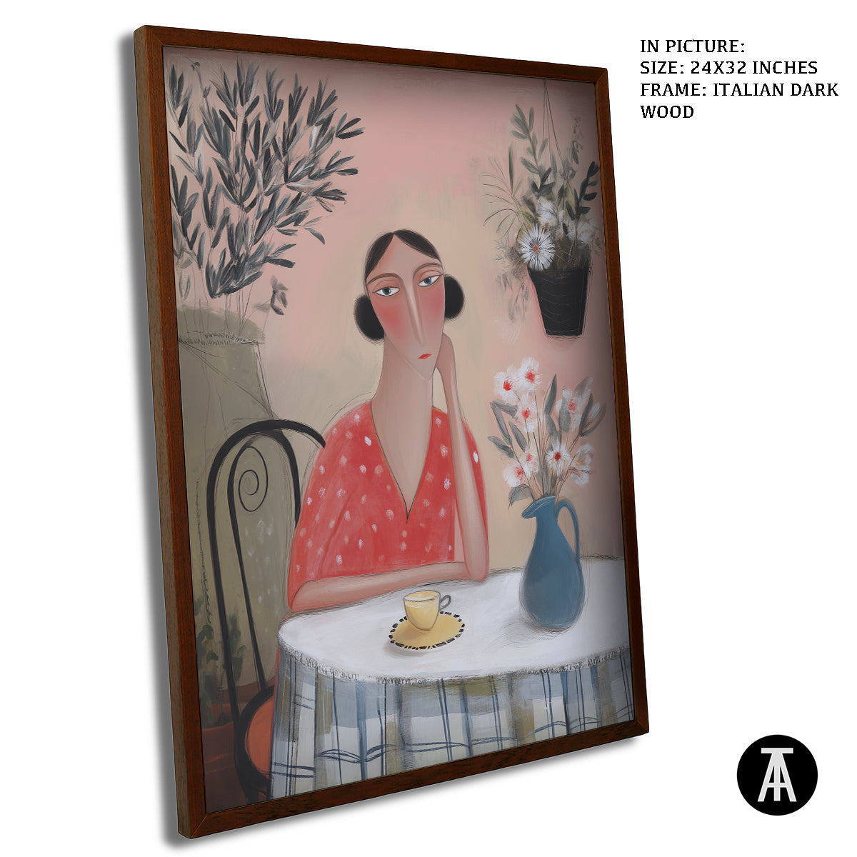 Artwork in Dark Wood Frame