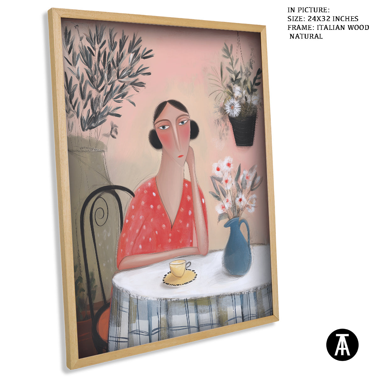 Artwork in Natural Wood Frame