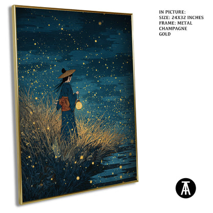 Artwork in Light Brown Frame