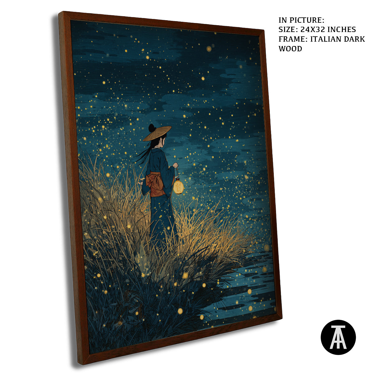 Artwork in Dark Wood Frame
