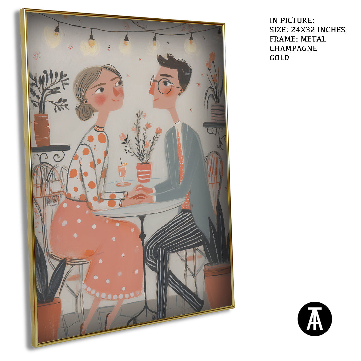 Artwork in Metal Champagne Gold Frame