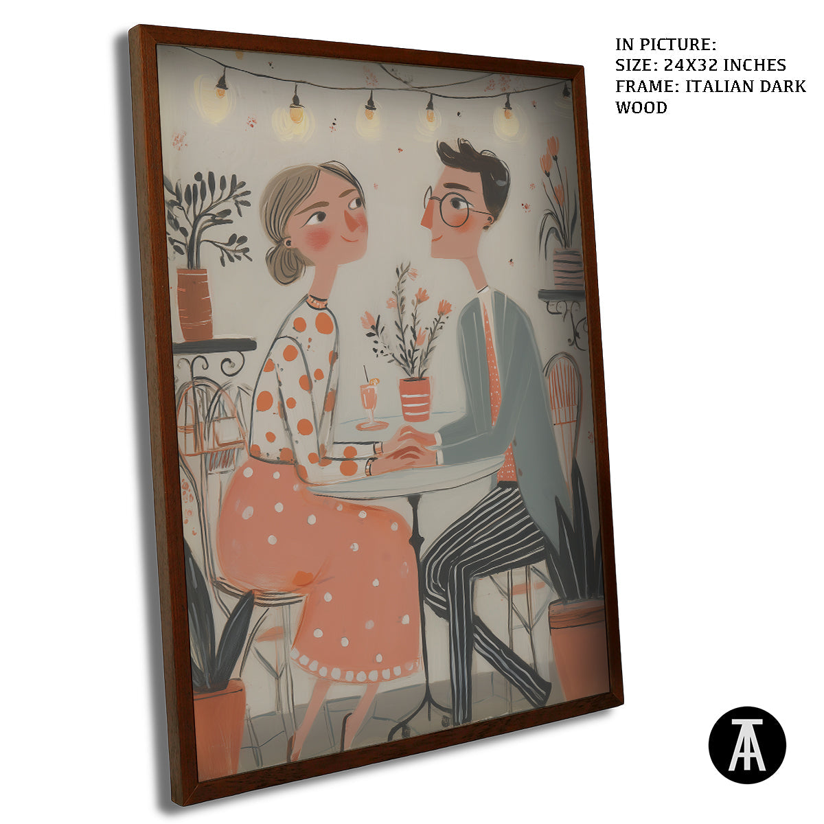 Artwork in Dark Wood Frame