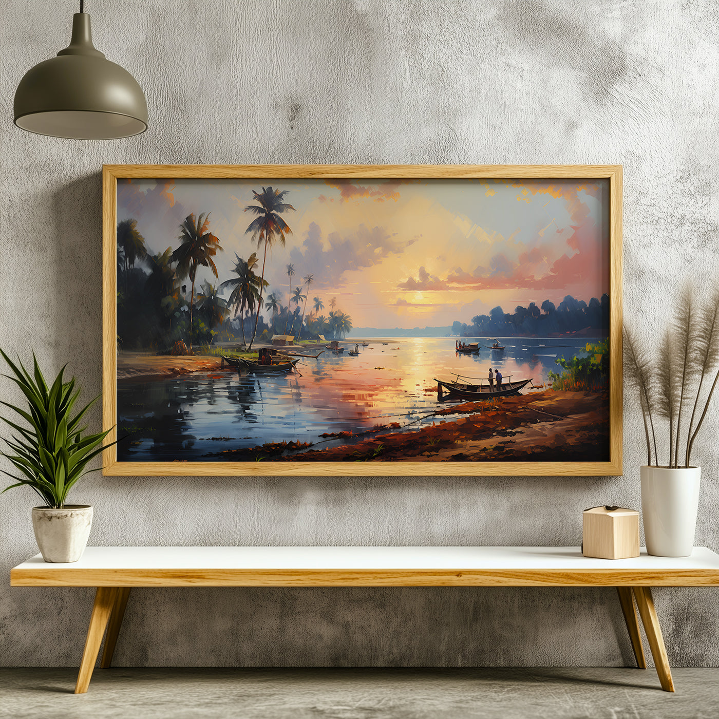 Panoramic Indian Painting in a Lifestyle Setting