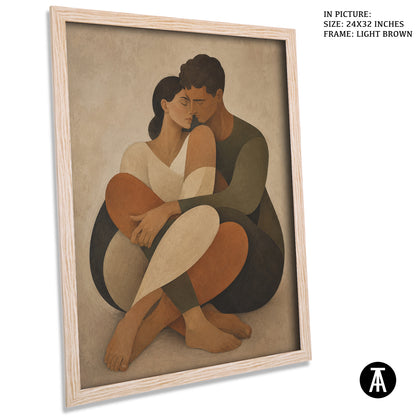 Artwork in Light Brown Frame