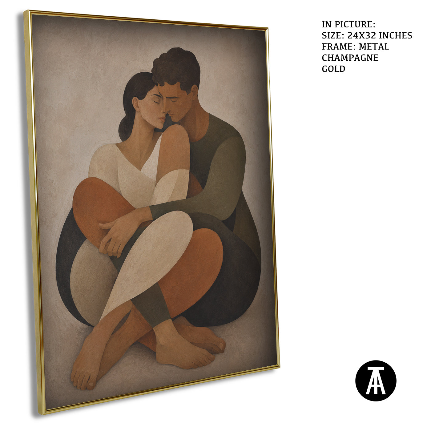 Artwork in Metal Champagne Gold Frame