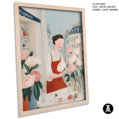 Artwork in Light Brown Frame