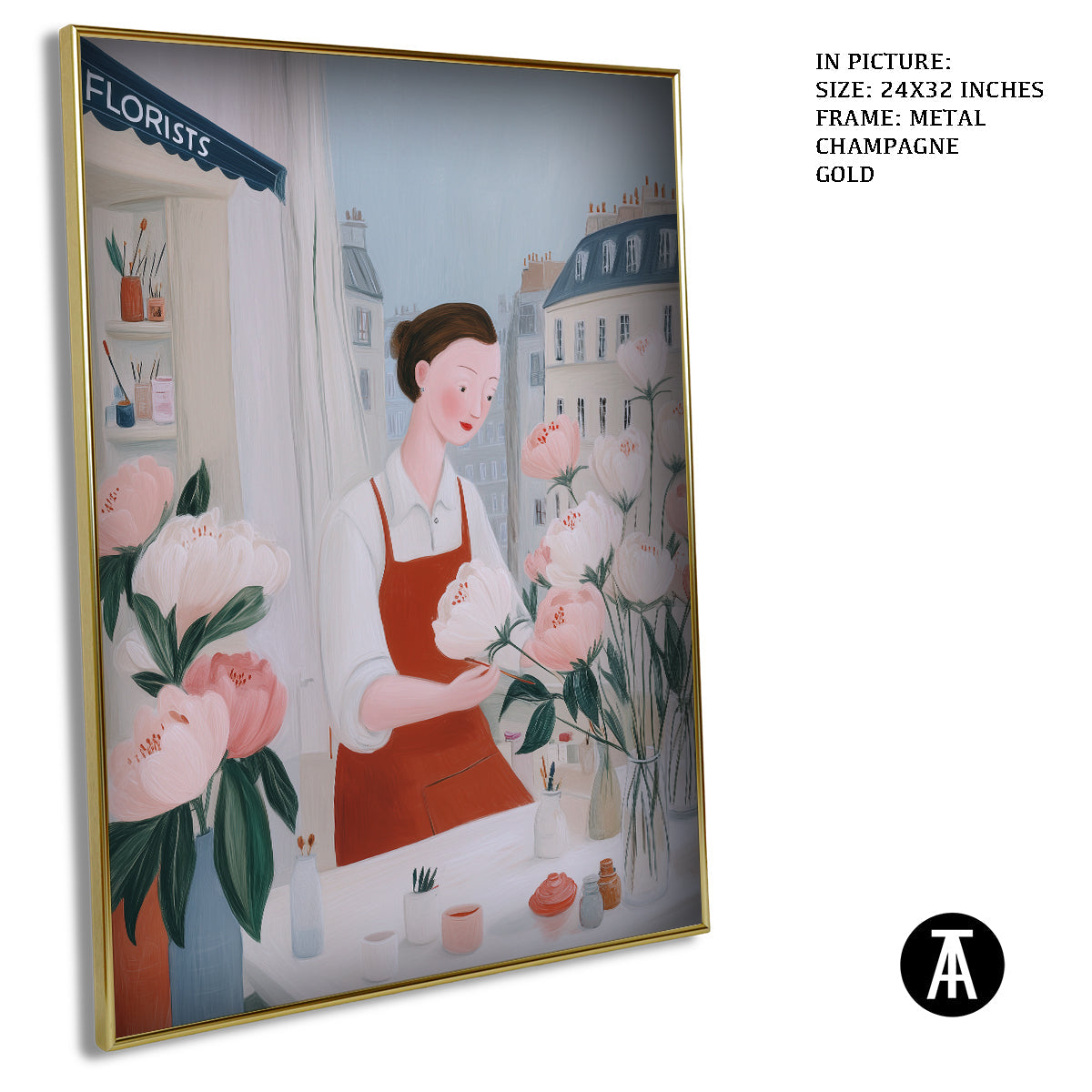 Artwork in Metal Champagne Gold Frame