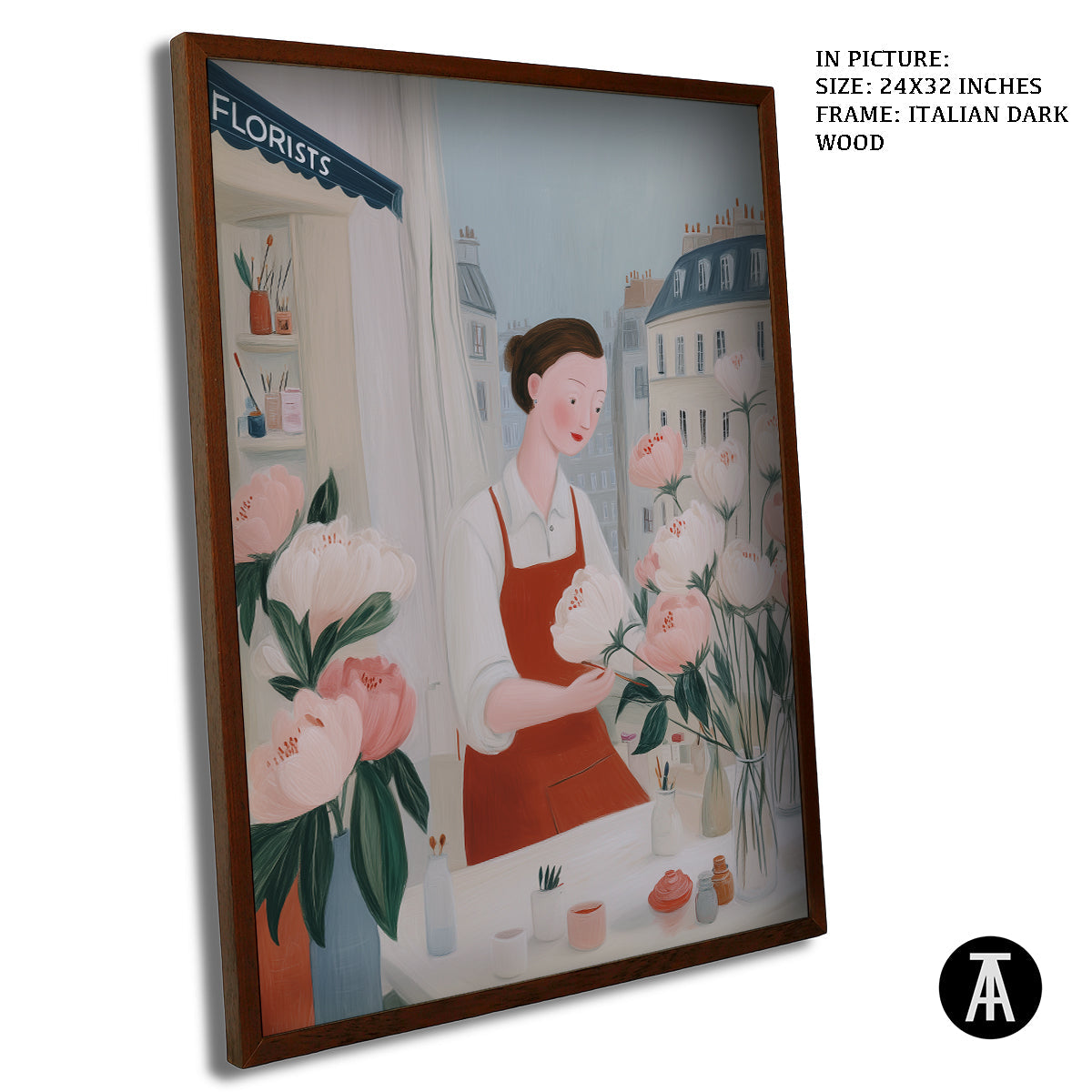 Artwork in Dark Wood Frame