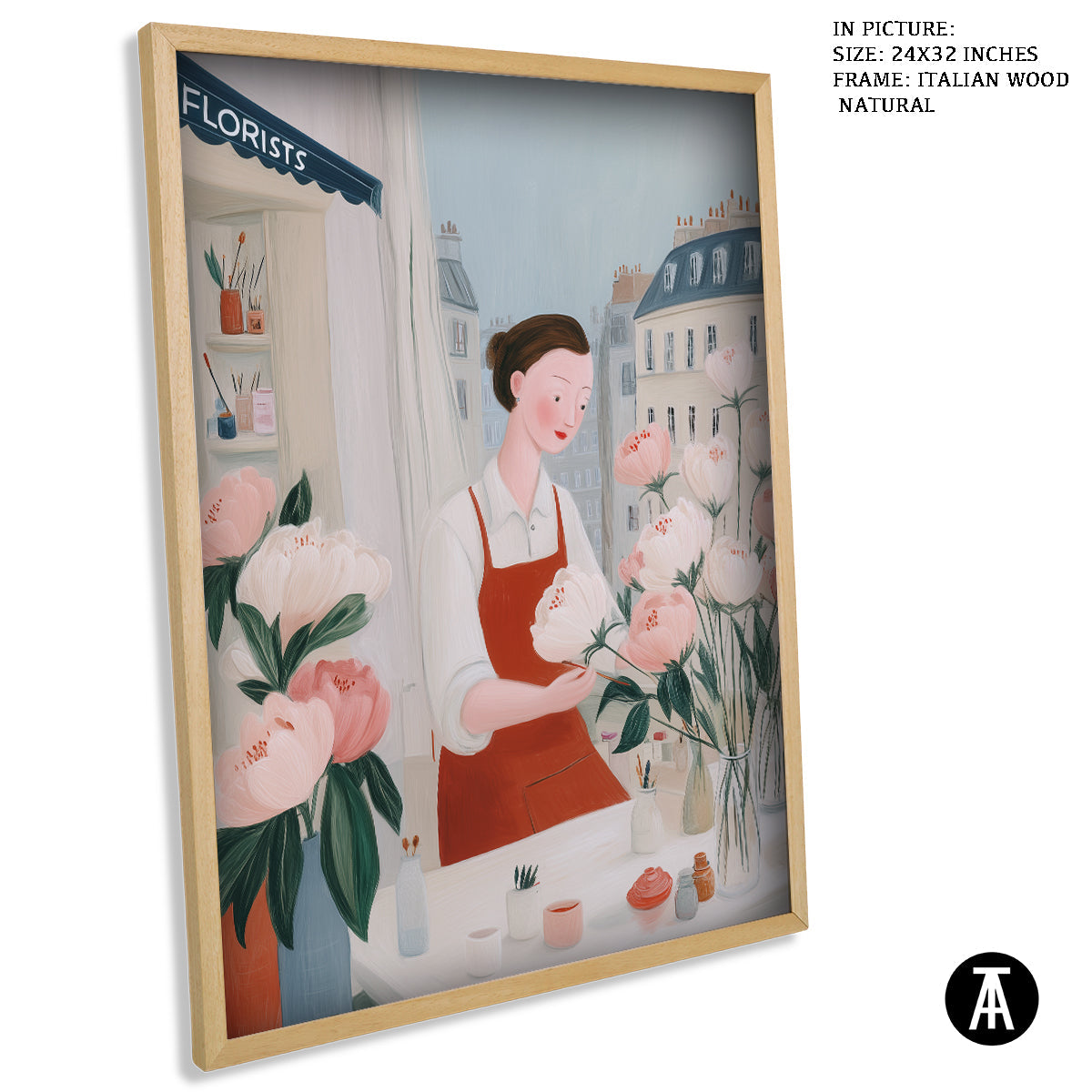 Artwork in Natural Wood Frame