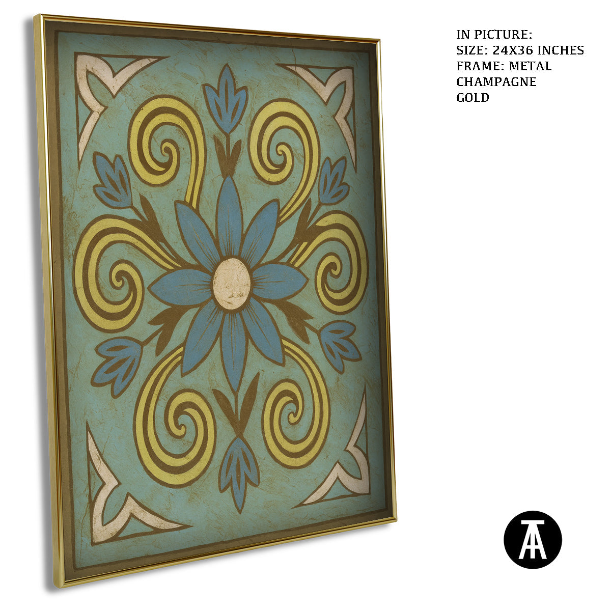 Artwork in Metal Champagne Gold Frame