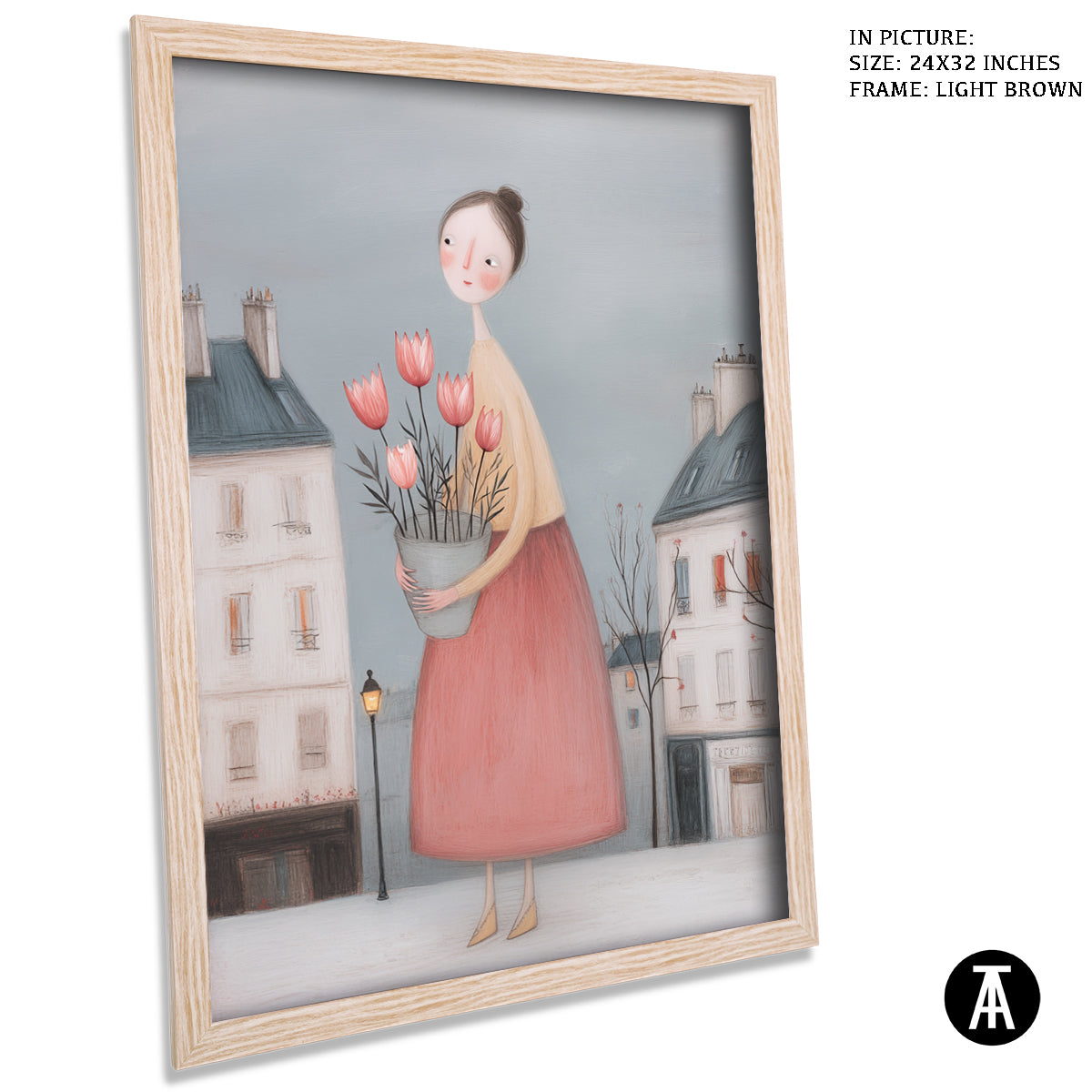 Artwork in Light Brown Frame