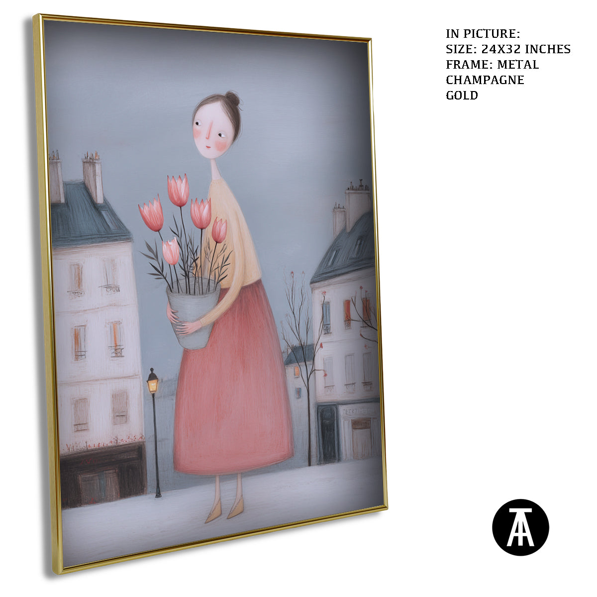 Artwork in Metal Champagne Gold Frame