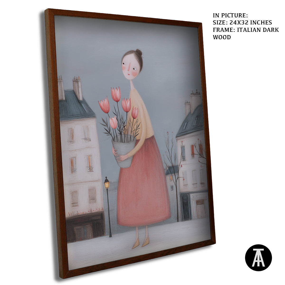 Artwork in Dark Wood Frame