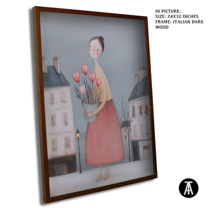 Artwork in Dark Wood Frame