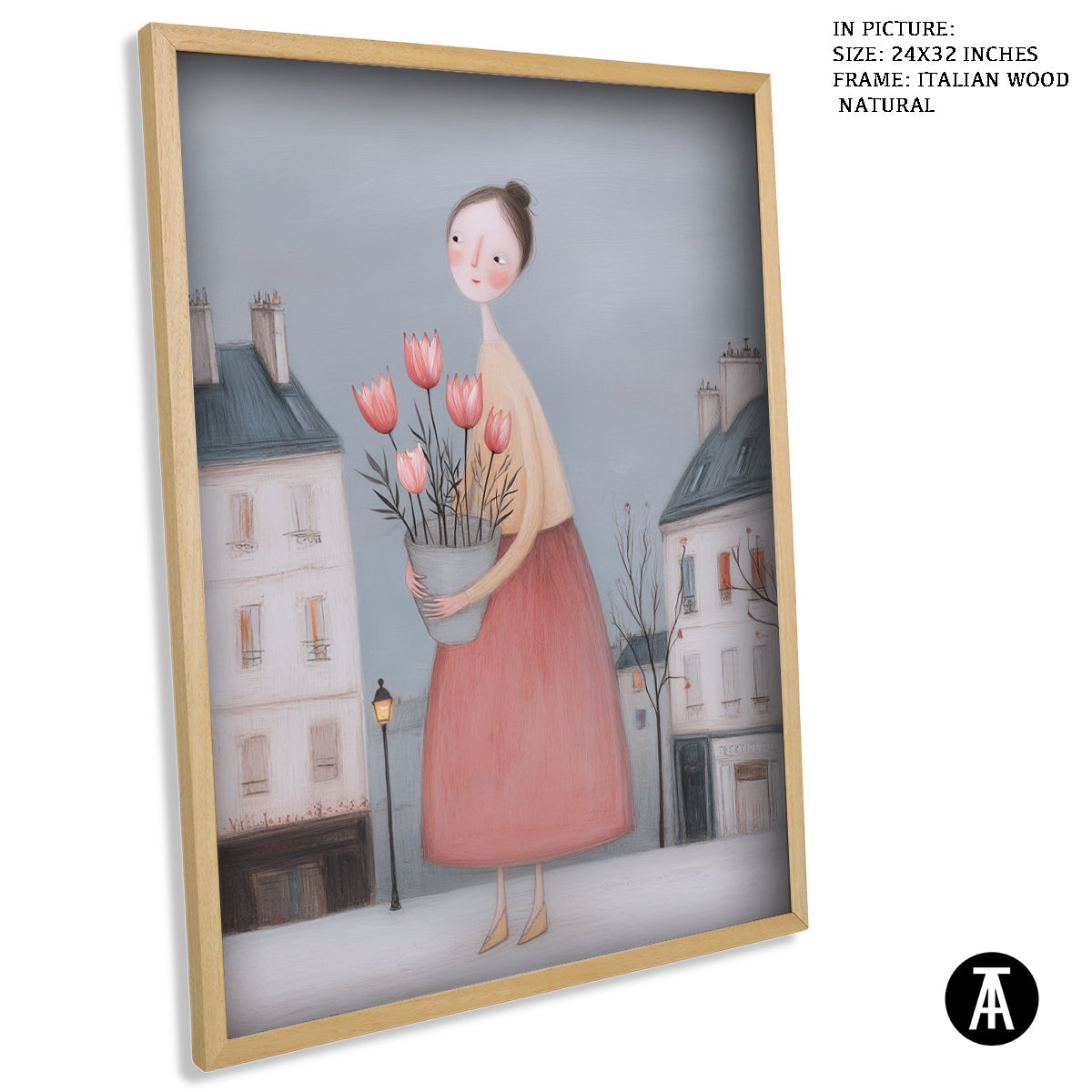 Artwork in Natural Wood Frame