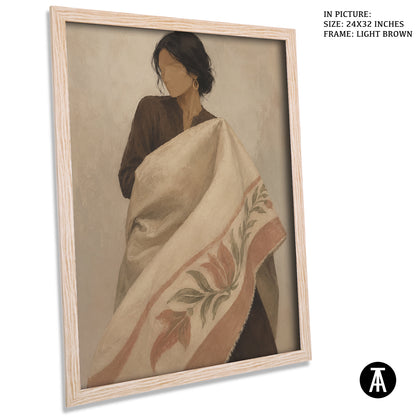 Artwork in Light Brown Frame