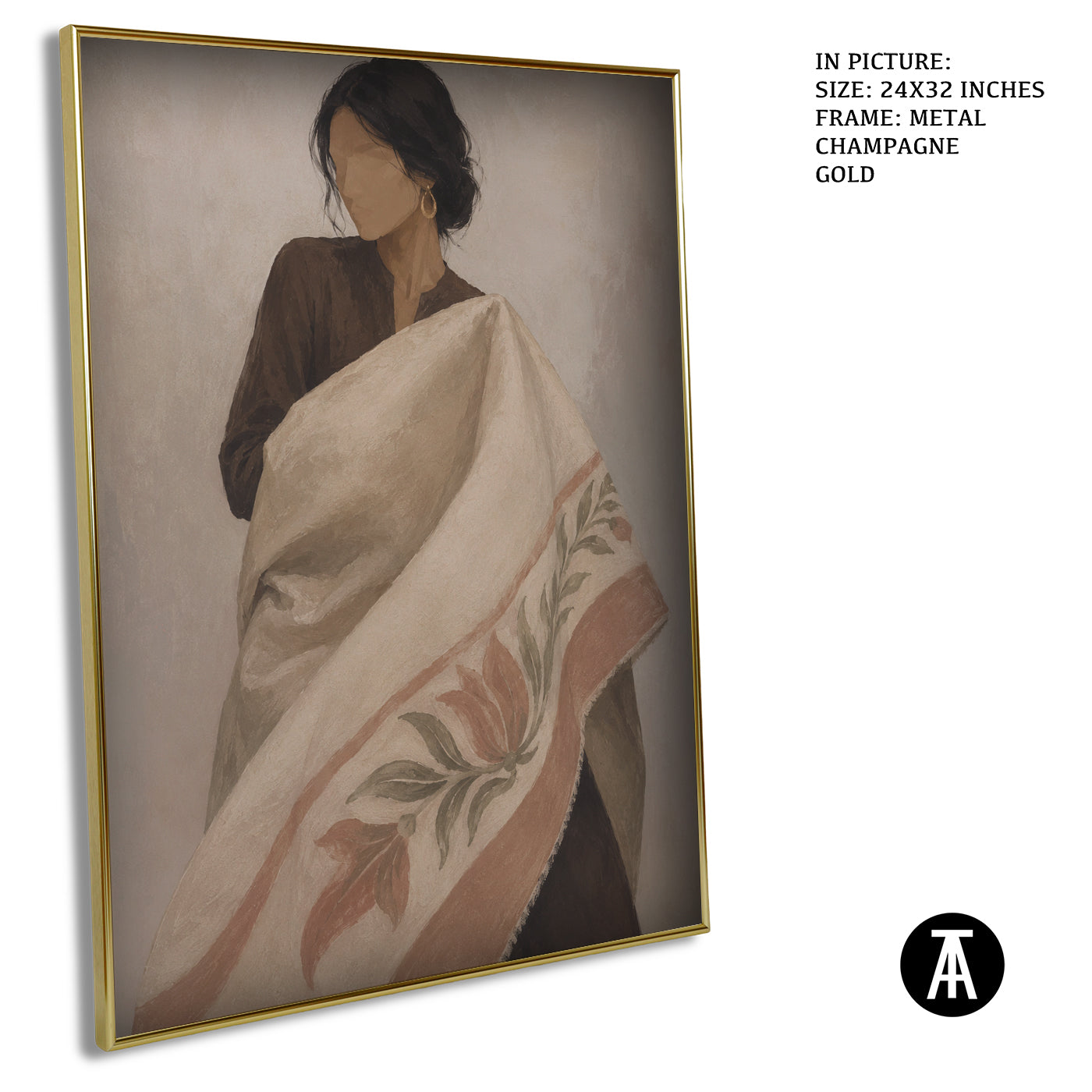 Artwork in Metal Champagne Gold Frame