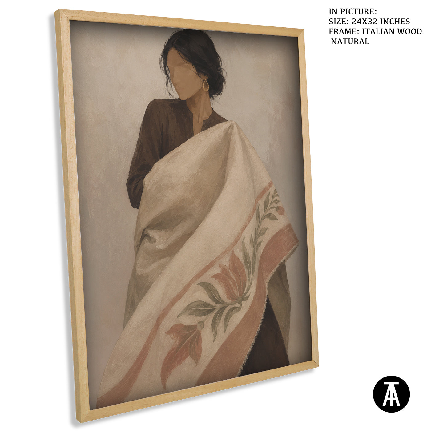 Artwork in Natural Wood Frame