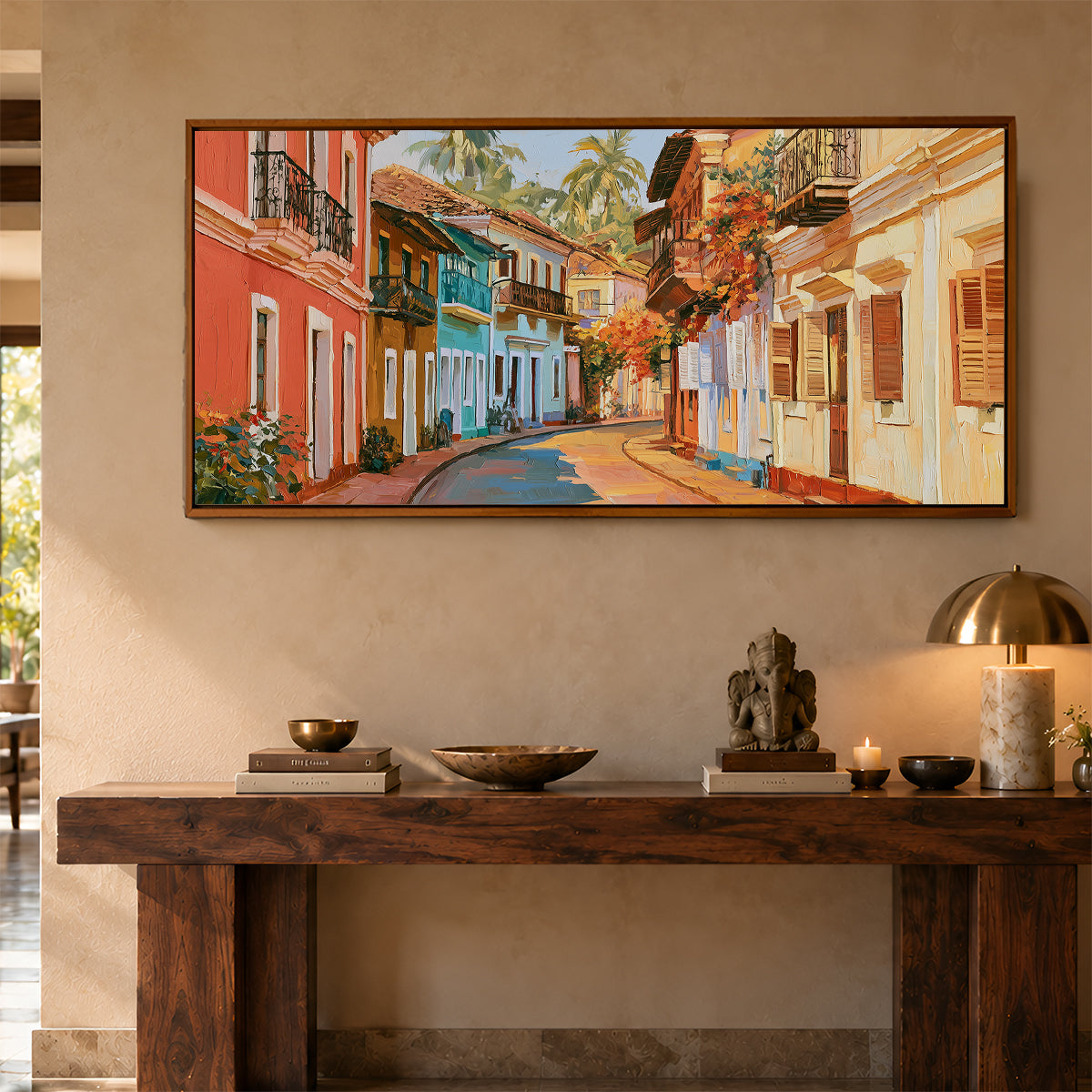 Panoramic Indian Painting in a Lifestyle Setting
