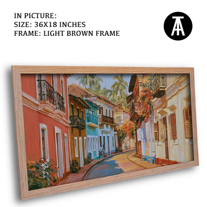 Artwork in Light Brown Frame
