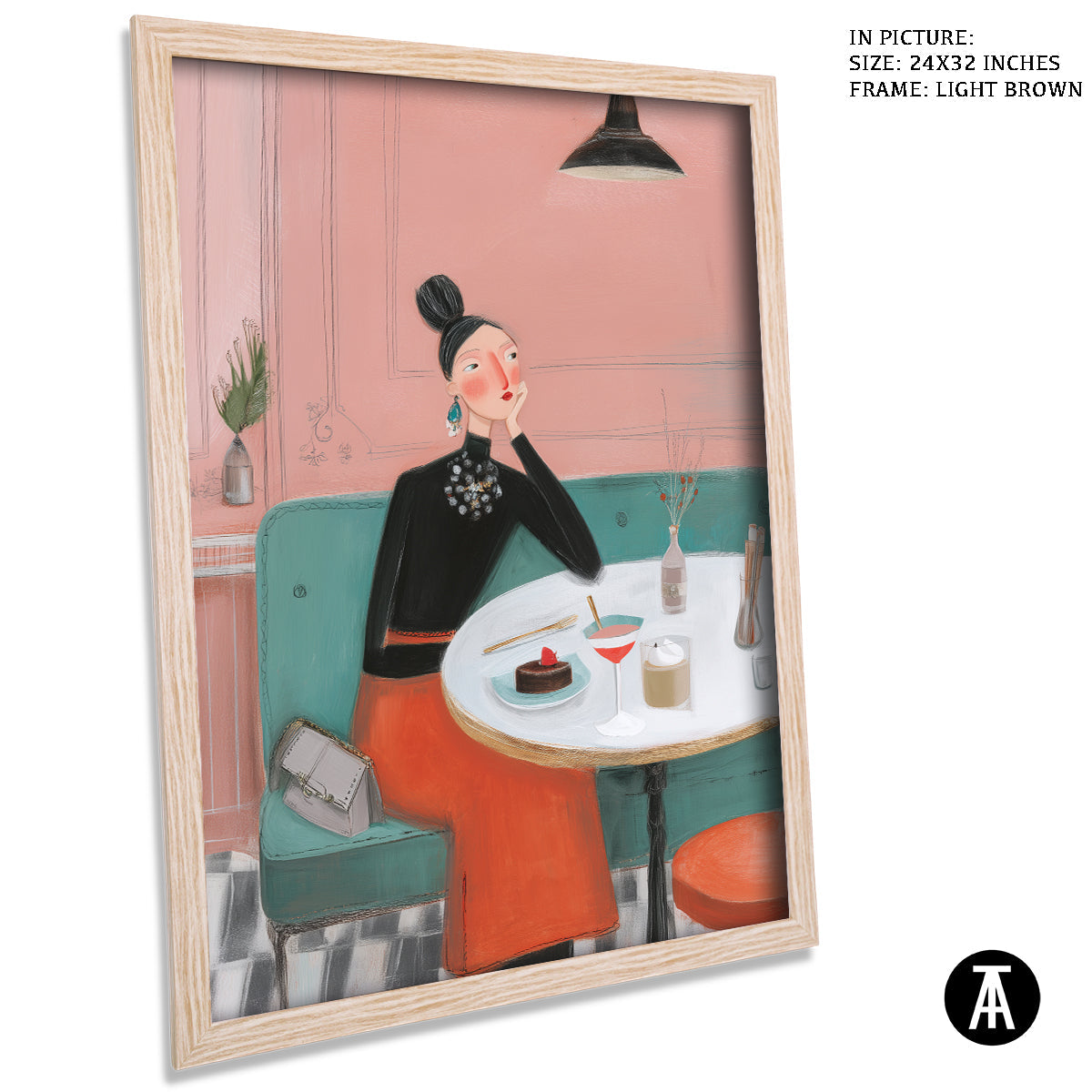 Artwork in Light Brown Frame