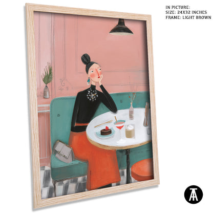 Artwork in Light Brown Frame