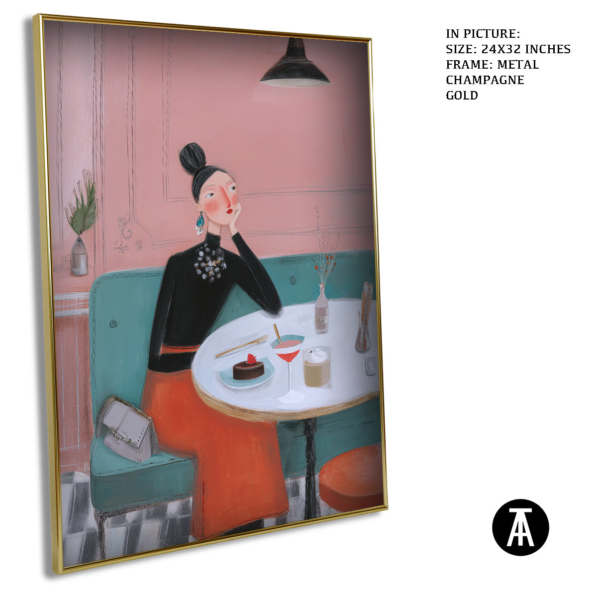 Artwork in Metal Champagne Gold Frame