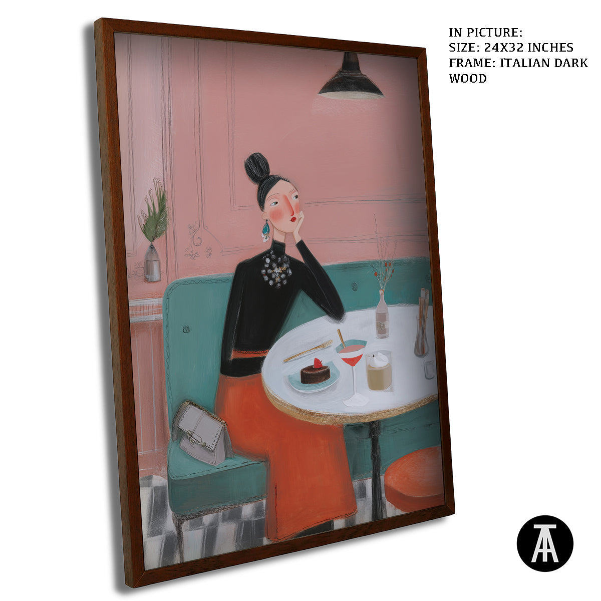 Artwork in Dark Wood Frame