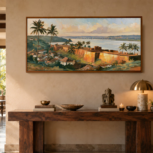 Panoramic Indian Painting in a Lifestyle Setting