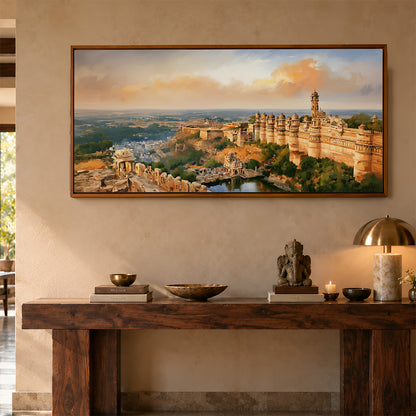 Panoramic Indian Painting in a Lifestyle Setting