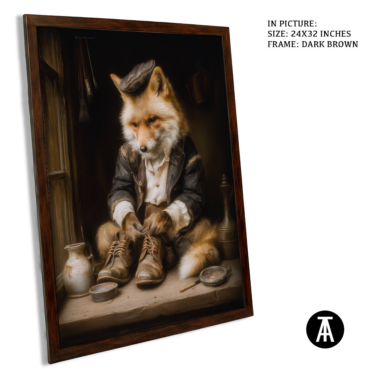 Artwork in Dark Brown Frame