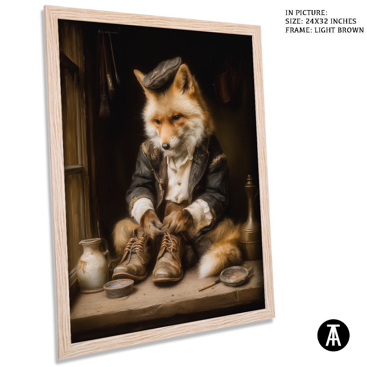 Artwork in Light Brown Frame