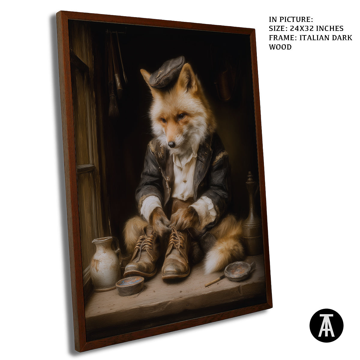 Artwork in Dark Wood Frame