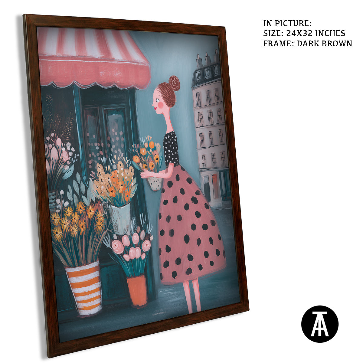 Artwork in Dark Brown Frame