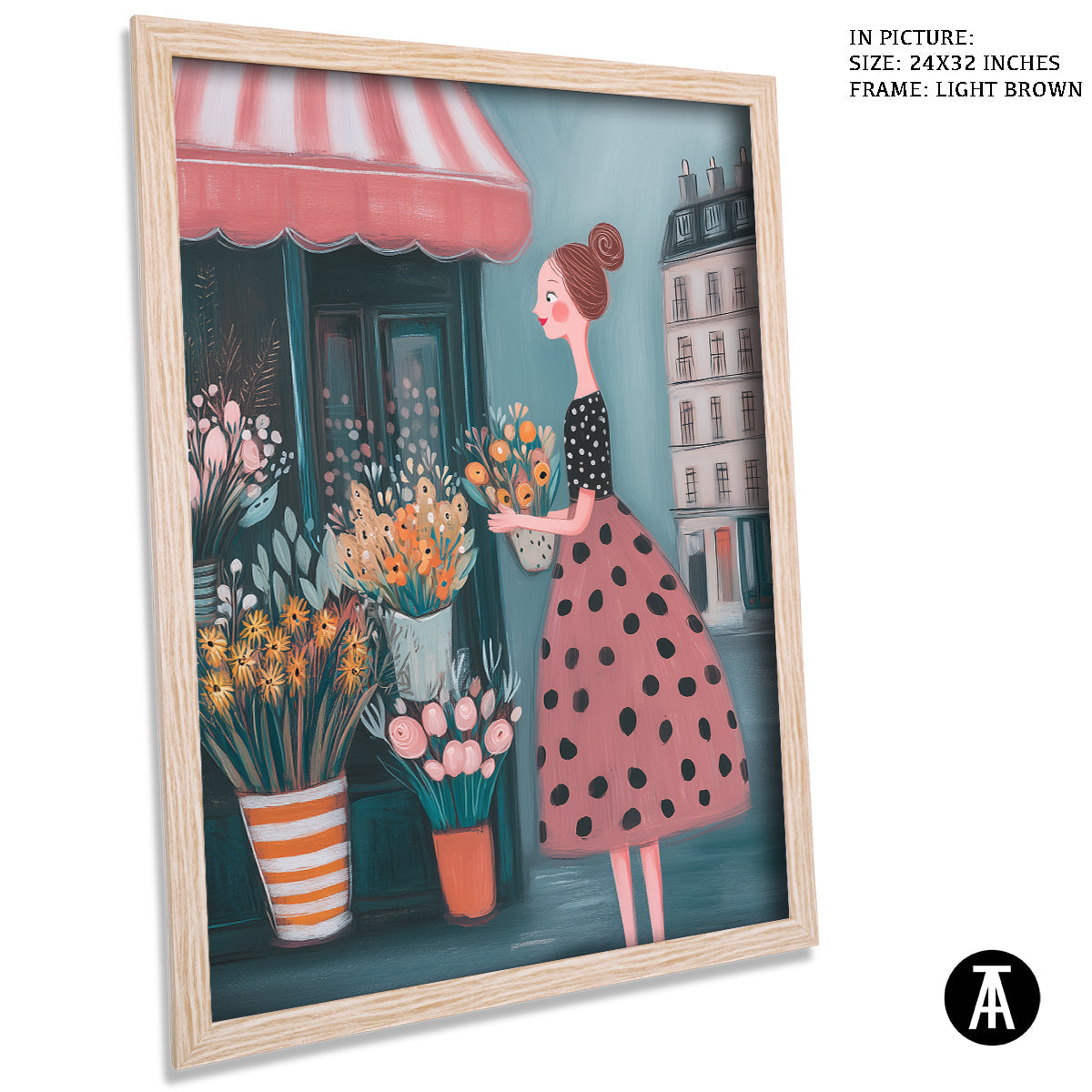 Artwork in Light Brown Frame