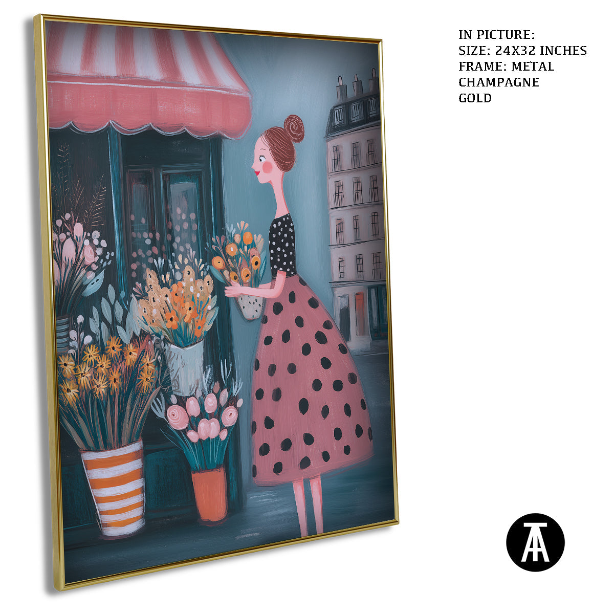 Artwork in Metal Champagne Gold Frame