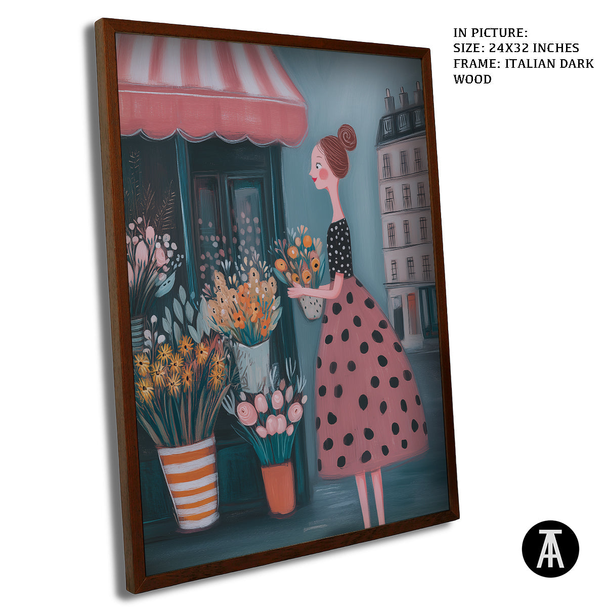 Artwork in Dark Wood Frame