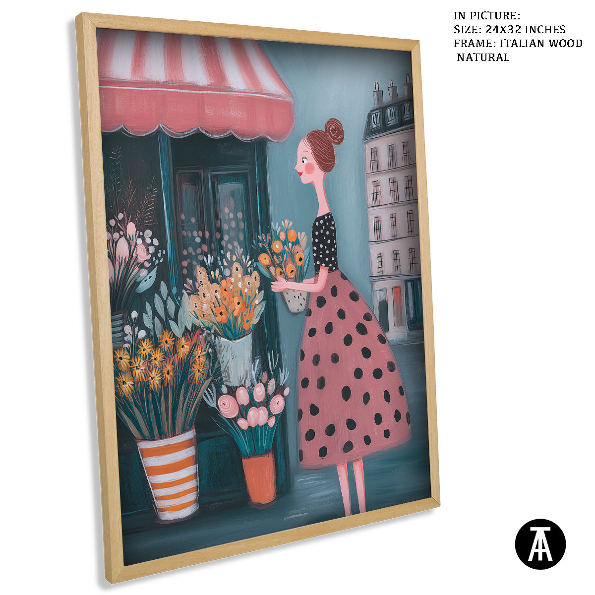 Artwork in Natural Wood Frame